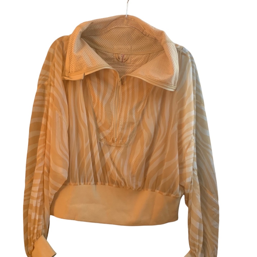 Free People Movement Tan Zebra Print Dolman Sleeve Pullover Windbreak - Picture 6 of 11